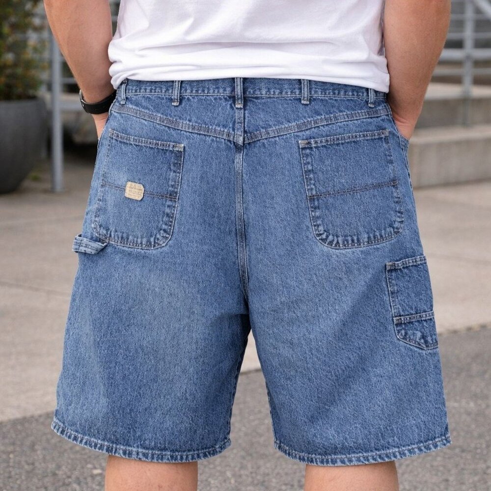 Wrangler Carpenter Shorts 44 Baggy Y2K Denim Jorts Utility Workwear Streetwear